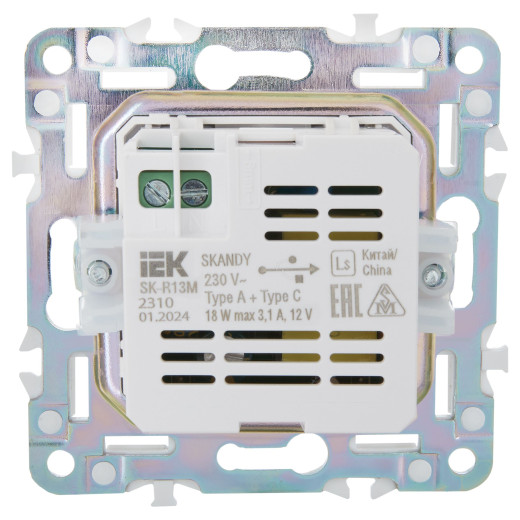SKANDY Роз. USB A+C 18Вт SK-R13M мятн. IEK