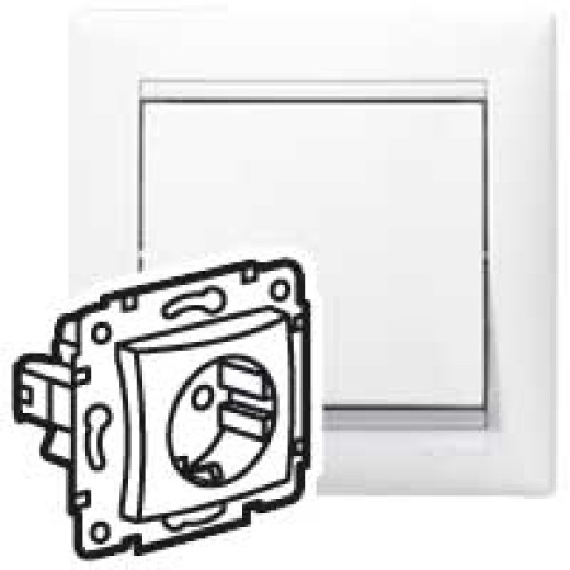 Розетка с заземлением - Legrand Valena - со шторками 16А 250В винтовые зажимы - белый