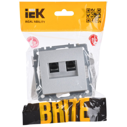 BRITE Роз. двойная RJ11+RJ45 кат.5E РК/Т12-БрА алюм. IEK