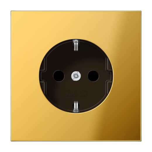 Штепсельная розетка SCHUKO 16A 250V~ с защитой от детей, металл цвета золота