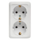Рим Розетка 2-местная 16А с заземлением белая EKF