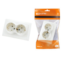 TDM Розетка двойная 2П+З с защ. шт. 16А 250В белая 