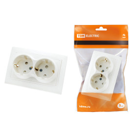 TDM Розетка двойная 2П+З с защ. шт. 16А 250В белая 