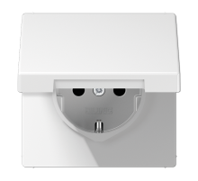 JUNG LS 990 Белая Розетка с/з с крышкой безвинт. зажим