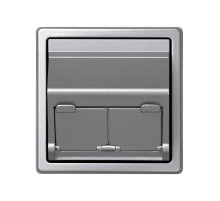 Simon 73 loft Алюминий Накладка 2-ой тлф/комп розетки(для 2-х коннекторов RJ45)