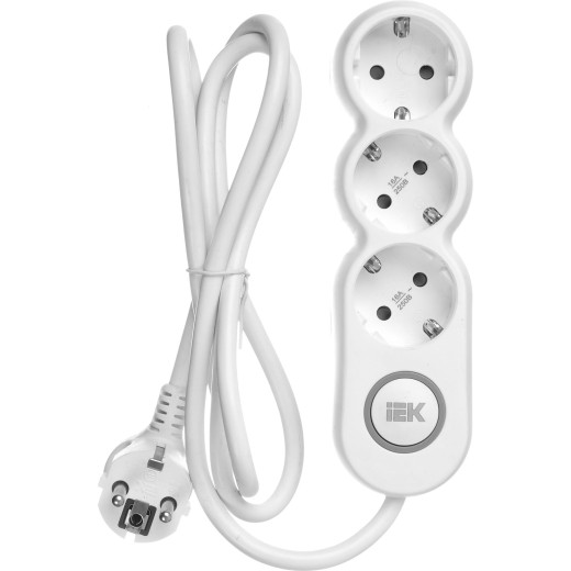 Удлинитель У03В 3 места 2P+PE/1,5м 3х1,5мм2 16А/250В UNO IEK