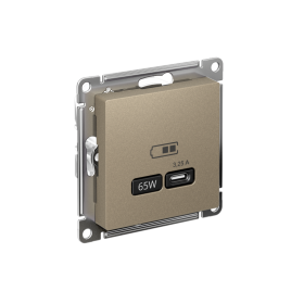 Systeme Electric AtlasDesign Шампань USB Розетка тип-C 65W высокоскор.заряд. QC, PD, мех.