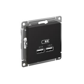 Systeme Electric AtlasDesign Карбон USB, 5В, 1 порт x 2,1 А, 2 порта х 1,05 А, механизм