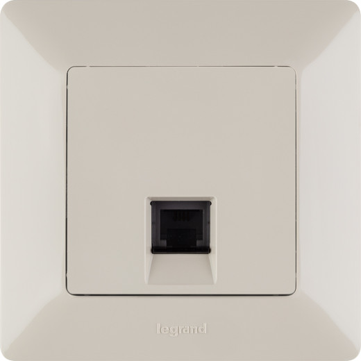 Valena LIFE.Телефонная розетка RJ11 одиночная.С лицевой панелью.Слоновая кость