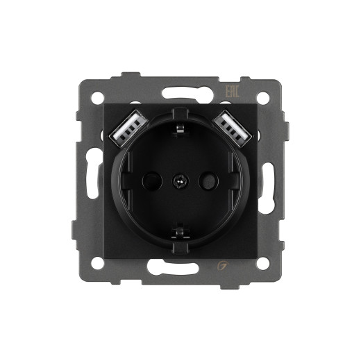 Механизм розетки с USB зарядкой SCT-MUAA-PL-BK-V (250V, 16A) (Arlight, -)