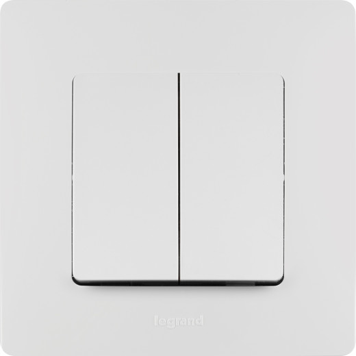 Выключатель двухклавишный - Legrand Etika - 10А 250В безвинтовые зажимы - белый