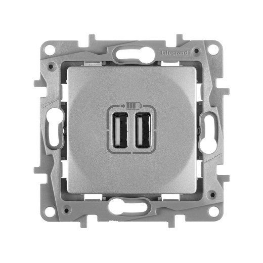 Зарядное устройство USB тип А / тип А - Legrand Etika - 3000мА 15Вт - алюминий