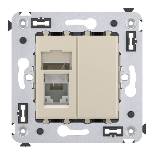 Компьютерная розетка RJ-45 в стену, кат.5e одинарная, Avanti, ванильная дымка