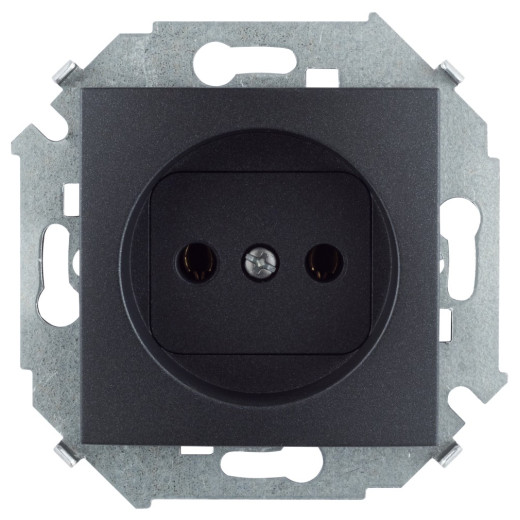 Розетка без заземления 2P, 16А, 250В, винт. зажим, графит