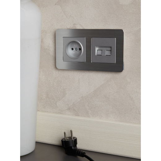 BRITE Рамка 2-мест. РУ-2-1-Бр металл алюм. RE AL IEK