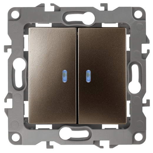 12-1106-13 ЭРА Переключатель двойной, 10АХ-250В, IP20, Эра12, бронза (10/100/2500)