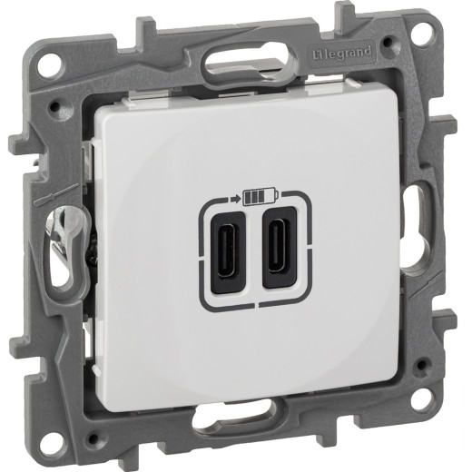 Зарядное устройство USB тип С / тип С - Legrand Etika - 3000мА 15Вт - белый