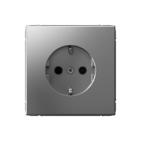 Systeme Electric ArtGallery Сталь Розетка с заземлением со шторками, 16А, механизм, быстрозажим. клем.