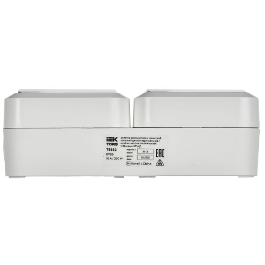 TORS Розетка 2-ая с з/к кр. верт. 16А IP55 TS332 белый IEK