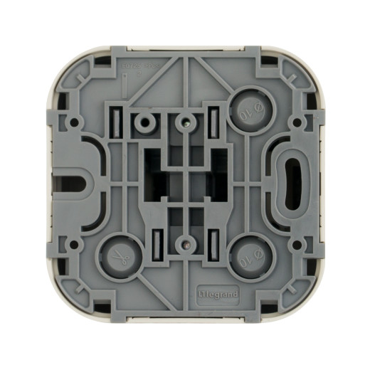 Выключатель кнопочный одноклавишный - Legrand Quteo - IP20 6А 250В винтовые зажимы накладной монтаж - слоновая кость