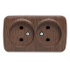 Розетка 2-местная ОП Минск 10А без заземления тёмное дерево EKF
