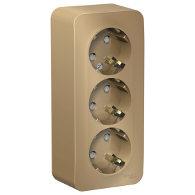 Systeme Electric Blanca наруж Титан Розетка 3-ая с/з со шторками 16А, 250В, изолир. пластина