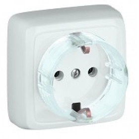Hegel Альфа наруж Белая РА16-173 Розетка с/з, с изол. пластиной