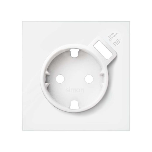 Simon 100 Белый матовый  Накладка розетки Schuko с з/у USB SmartCharge