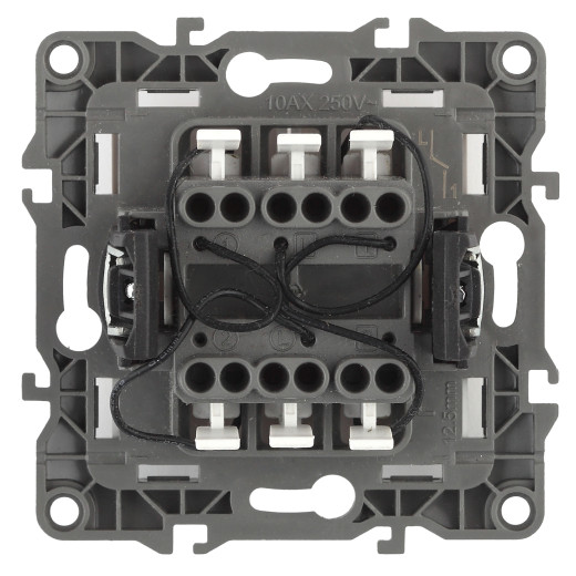 12-1105-03 ЭРА Выключатель двойной с подсветкой, 10АХ-250В, IP20, Эра12, алюминий (10/100/2500)