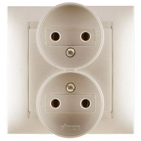 Simon 15 Шампань Розетка 2-ая б/з, 16А, 250В, винт.зажим