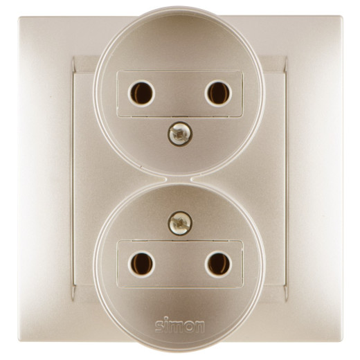 Simon 15 Шампань Розетка 2-я 2Р, 16А, 250В, винт.заж.