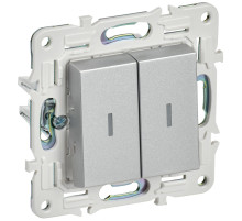 IEK SKANDY Серебряный Выключатель 2-клавишный с индикацией 10А SK-V09S