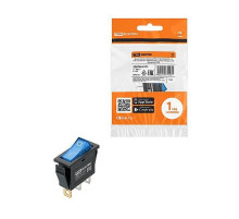 TDM IRS-101N 250В AC/DC, 1P, 15А, (3с), ON-OFF, черный корпус, синяя клавиша с LED подсв.