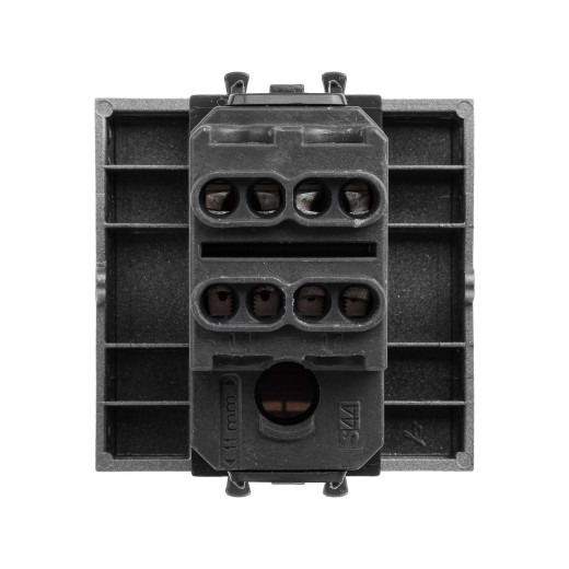 Выключатель двухполюсный одноклавишный модульный, Avanti, закаленная  сталь, 2 модуля