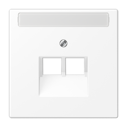 Плата (фиксация винтом) для двух модулей с полем для надписи, термопласт, белый матовый