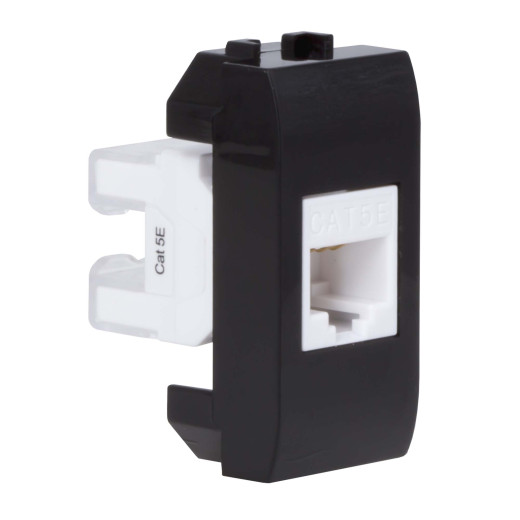 Компьютерная розетка RJ45 кат.5e, Brava, черная, 1мод