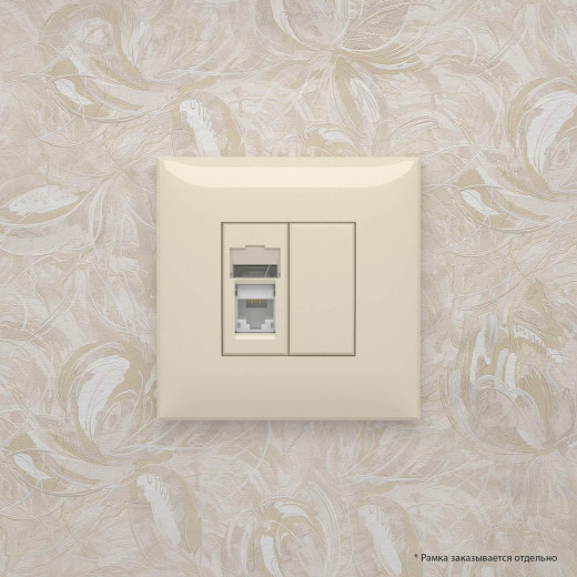 Компьютерная розетка RJ-45 в стену, кат.5e одинарная, Avanti, ванильная дымка