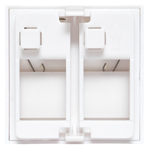 Вставка розеточная TERACOM PRO 45x45мм формат Mosaic на 2 модуля Keystone со шторками и маркерами белая