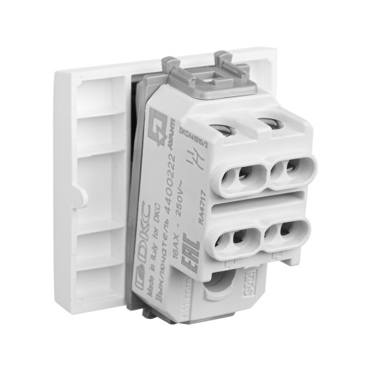 Выключатель двухполюсный одноклавишный модульный, Avanti, белое  облако, 2 модуля