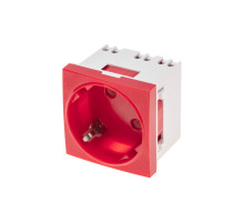 REXANT Розетка электрическая 45x45, CEE 7/4, 2K+3, 16A, красная.