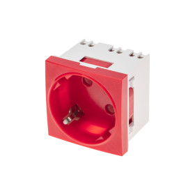 REXANT Розетка электрическая 45x45, CEE 7/4, 2K+3, 16A, красная.