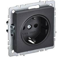 IEK BRITE BASE Черный Розетка 1-м с/з без защ штор 16А РС11-1-0-БрЧ