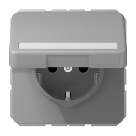 JUNG Штепсельная розетка SCHUKO 16A 250V~ с полем для надписи и защитой от влажности серая