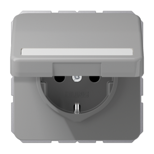 Штепсельная розетка SCHUKO 16A 250V~ с полем для надписи и защитой от влажности, серая