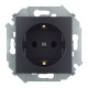 Розетка с заземлением 2P+E, с защитными шторками, 16А, 250В, винт. зажим, графит