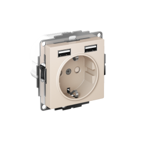 Systeme Electric AtlasDesign Бежевый SO + USB Розетка A+A, 5В/2,4А, 2х5В/1,2А, механизм