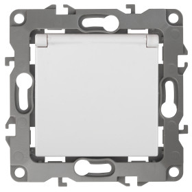 ЭРА Розетка Серия 12 12-2003-01 с заземлением 2P+E Schuko со шторками с крышкой 16А-250В б.л. белый