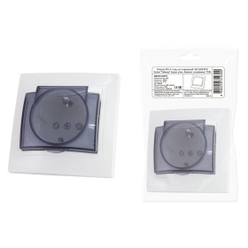 TDM Розетка 2П+З с защ. шт. и крышкой 16А 250В IP44 белая 