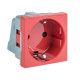 Розетка 45x45 с заземлением, с защ. шторками, 90 градусов, красная EKF