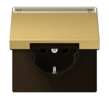 JUNG Штепсельная розетка SCHUKO 16A 250V~ с крышкой, защитой от детей, латунь Classic